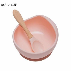 Wooden Teether ベビー用食器 吸盤ボウル シリコン スプーン付き 赤ちゃん 滑り止め 離乳食セット こぼれ防止 ひっくり返し防止 電子レン