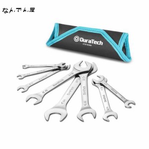 DURATECH 極薄スパナ 薄型 スパナセット 8本組 ショートタイプ 両口 ミニ レンチセット 厚さ3mm 5.5〜27mm 鏡面仕上げ済 収納袋付