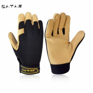 [Intra-FIT] 作業用革手袋 作業手袋 XLサイズ 多用途 一般作業 フィット 弾力 伸縮 滑り止め 耐摩耗 EN 388 レベル4