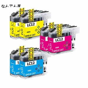 【SMILE CAT】Brother用 互換インク LC12 LC12-4PK（2C/2M/2Y)ブラザー lc12 インクカートリッジ 3色6本セット, ICチップ付き 残量表示機