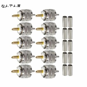 UHF コネクタ 10パック TUOLNK M 型 PL259 オスプラグ圧着 同軸 アダプタ SO239 PL-259 用 RF コネクタ RG316 RG179 CB アマチュア 無線 