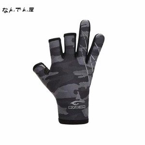 フィッシンググローブ 釣り用手袋 3本カット 秋冬用 (W306-CAMO, L)