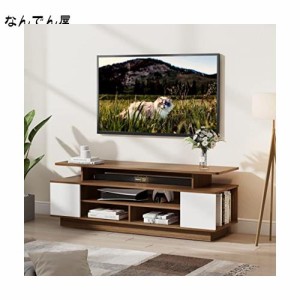 WAMPAT テレビ台 テレビボード 大幅AV機器空間 55インチまで対応 幅120cm 隠す収納スペース 木製 浅い ウォルナット ホワイト