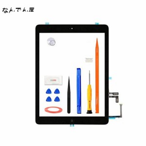 JPUNG 黒 iPad 5 2017 9.7インチ画面交換修理タッチパネル、フロントガラスデジタイザー、タッチスクリーン（A1822、A1823） + ホームボ