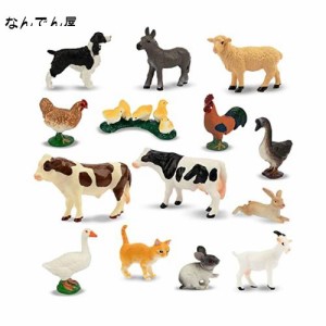 TOYMANY 14PCSミニ農場動物フィギュアセット ミニ動物フィギュア リアルな動物模型 養殖場 農場 家畜 PVCプラスチック製 おもちゃ 玩具 