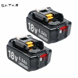 BOTKK 2個セット 互換 マキタ 18V バッテリー BL1860B 18V 6.0Ah 電動工具用 バッテリー 大容量電池LEDデジタル残量表示