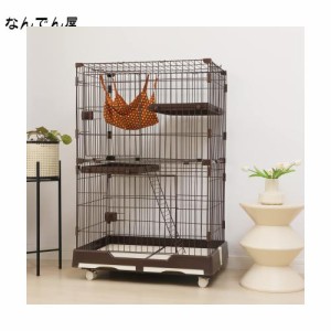 PETTOM 猫 ケージ キャットケージ ケージ トイレ付き 幅82cm 2/3段 ペット 猫 キャットゲージ キャット タワー 収納 キャスター 付 脱走