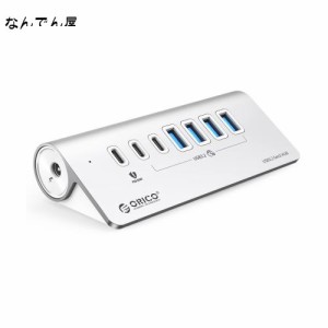 ORICO USB ハブ 3.0 7ポート 60WPD充電 10Gbps高速転送 24V/3A ACアダプタ付き セルフパワー/バスパワー両対応 50cmケーブルと変換アダプ
