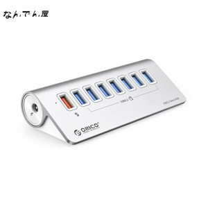 ORICO USB ハブ 3.0 8ポート 5Gbps高速転送 急速充電 12V/3A ACアダプタ付き セルフパワー/バスパワー両対応 50cmケーブルと変換アダプタ