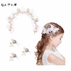 サムコス 髪飾り 3種セット 子供 こども 花 蝶々 リボン ヘアアクセサリー ヘアークリップ ヘアピン カチューシャ 髪留め ヘッドドレス 