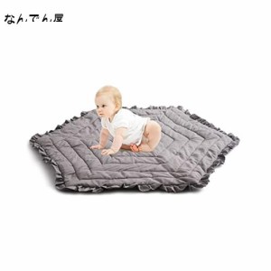 Promise Babe プレイマット 六角形マット 灰色 厚手 130×117.5×1cm 折りたたみ 収納バッグ付き ベビー おしゃれ 床暖房対応 赤ちゃん 