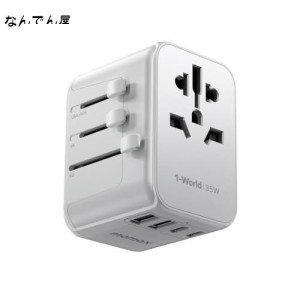 MOMAX 変換プラグ 35W PD 海外電源変換アダプタ 全世界対応 変換器 旅行プラグアダプター 6台同時充電 3*USB-C PD ＆ 2*USB-A QC ＆1*AC