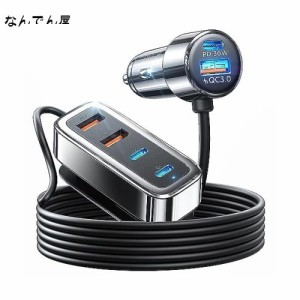 AINOPE 90W シガーソケット usb-c 急速充電 6ポート 車載充電器 PD 30W ＆ QC3.0 後部座席/旅行/家族 シガーソケット コンセント アクセ