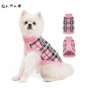 ThinkPet 小型犬用セーター - 犬用クリスマスセーター 小型犬用 女の子 男の子用 - 犬用服 ニット 暖かい 柔らかい 寒い季節用 (千鳥格子