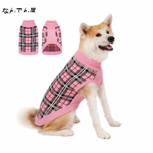 ThinkPet 大型犬用セーター - 大型犬用犬用クリスマスセーター 女の子 男の子 - 犬用服 ニット 暖かい 柔らかい 寒い季節用 (千鳥格子ピ