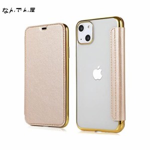 YUYIB iPhone 15 用 ケース 6.1” 手帳型 背面 クリア 透明 高級なPUレザー+TPU 衝撃吸収 軽量薄型 ブランド スマホケース iPhone15 (202