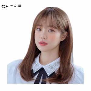 風追い少女 ウィッグ セミロング 100％人毛 フルウィッグ かつら 女性 レディース 手植え 女性用 医療用 前髪 ぱっつん 小顔 人気 装着簡