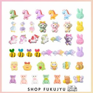 SUNNYCLUE 1セット100個10種 アクリルカボション カボション 熊 蜂 うさぎ チャーム 犬 兎 鹿 樹脂製 レジンカボション ヘアピンパーツ 