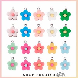 [SUNNYCLUE] 花の便り 10色40個 チャーム フラワー パーツ 桜 チャーム 花 ピアス 花びら イヤリング 花形 ネックレス 和風 穴付き 樹脂