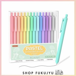 Shuttle Art パステルゲルインクペン ゲルインクペン 15 本 パック ブラック ブラックインクペン かわいい ペン 0 5 mm 細字 筆記 日記 