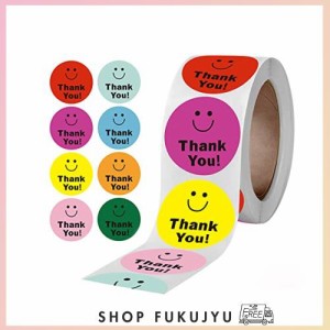 PureSino 感謝シール 丸型 ありがとう サンキューシール ありがとうステッカー Thank you シール ギフトシール Smile笑顔の表情Happy可愛