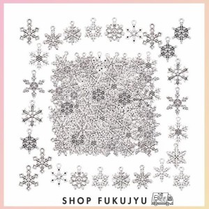 SUNNYCLUE　120個12種　クリスマス　チャーム　雪花　チャーム　雪の華　パーツ　雪　ピアス　雪の華　イヤリング　冬　花　ネックレス　