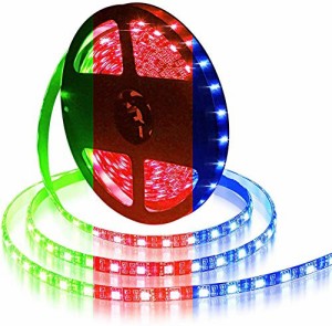 ALITOVE LEDテープライト RGB LEDテープ 5m 300連 SMD5050 RGB 12V 防水高輝度 間接照明 両面テープ 切断可能 取付簡単 イルミネーション