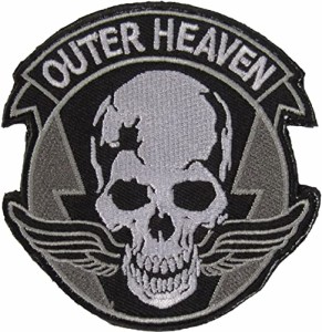 ベルクロワッペン メタルギア OUTER HEAVEN ガイコツ ドクロ スカル (白灰)