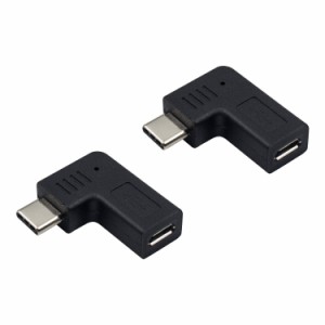 Duttek Micro USB to USB Type C 変換 アダプタ，2個 90度角度付き L字型 マイクロUSB メス to タイプ-C オス 側向き (左向き/右向き) 高