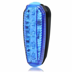 USB充電式 LED ランニング 安全ライト ５個LED搭載 クリップ 型 セーフティーライト 夜ラン 自転車 散歩 高速 反射 防水 (ブルー)