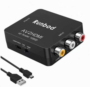 RCA to HDMI変換コンバーター Runbod AV to HDMI 変換器 コンポジット3色端子 から hdmi 変換アダプタ