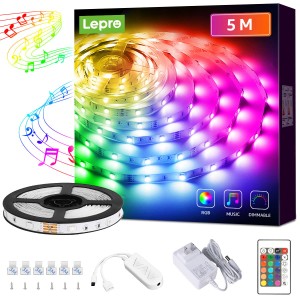 Lepro ledテープライト 適格請求書 発行対象商品 5m 150連 RGB テープライト 12v 音楽ledテープ 音楽と同期 新年 祝日装飾 クリスマス ラ