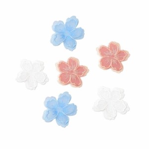 Sweetimes アイロンワッペン 刺繍 桜 花 DIY 服 工芸品の装飾 パッチ アップリケ モチーフ6点セットNo.125 (レース３色セット)