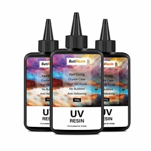 ButiResin レジン液 300g UVレジン液 大容量 ハードタイプ UV‐LED対応 高い透明度 急速硬化 黄変なし 低刺激 DIY レジンアート