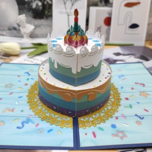 バースデーカード 立体 3D 誕生日ケーキ 子供 メッセージカード グリーティングカード おしゃれ ポップアップバースデーカード お祝い メ
