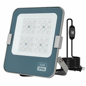 薄型 軽量 LED投光器 50W 650W相当 高輝度6500LM 作業灯 防犯灯 LED照明器具 高防水性IP66 昼光色 3m配線コード付 1個