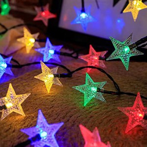 イルミネーションライト LEDスターライト 80個LED 10M 電池式 星型 点滅機能 ライトガーデンライト 飾りライト クリスマス/ハロウィン/パ