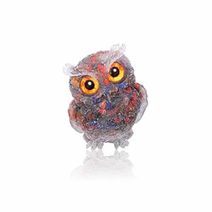 JOVIVI(JP) フクロウの像 ふくろう 置物 マスコット オブジェ かわいい ミニ梟 インテリア 玄関 庭 さざれ石入れ 天然石 樹脂 装飾 縁起