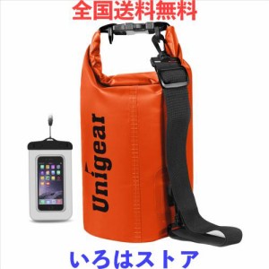 Unigear ドライバッグ 防水バッグ 防水ポーチ付き ドラム型 新型素材 防水 防塵 9色 6サイズ 2L 5L 10L 20L 30L 40L (オレンジ色, 5L)