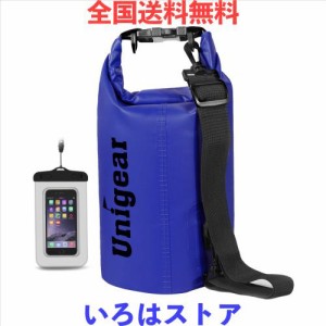 Unigear ドライバッグ 防水バッグ 防水ポーチ付き ドラム型 新型素材 防水 防塵 9色 6サイズ 2L 5L 10L 20L 30L 40L（青色 2L）