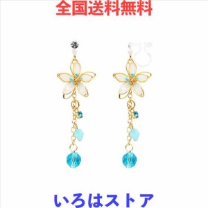 ONNFMH イヤリング ノンホールピアス 18ｋ メッキ 花 揺れる 和風 レディース 人気 (イエロー 樹脂 イヤリング)