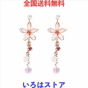 ONNFMH イヤリング ノンホールピアス 18ｋ メッキ 花 揺れる 和風 レディース 人気 (ピンク コンバータ イヤリング)