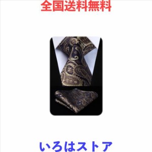 [HISDERN] おしゃれ ネクタイ チーフ セット メンズ ブランド ペイズリー 結婚式 ビジネス フォーマル 礼服用 紳士 入学式 卒業式 プレゼ