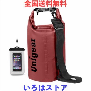 Unigear ドライバッグ 防水バッグ 防水ポーチ付き ドラム型 新型素材 防水 防塵 9色 6サイズ 2L 5L 10L 20L 30L 40L（赤色 10L）