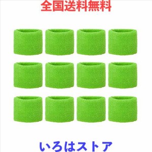 GOGO 6組 子供用コットンリストバンド 吸汗速乾 通気性あり 伸縮性あり - 蛍光 グリーン