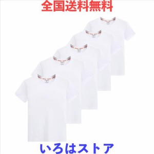 [SIPERLARI] インナーシャツ メンズ ５枚組 綿100% 抗菌防臭加工 半袖クルーネック Tシャツ やわらか肌着 白 (ホワイト, XL=日本M)