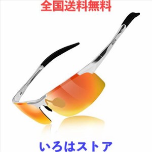 [DUCO] サングラス メンズ 偏光 スポーツサングラス UV400 へんこう さんぐらす オレンジ AL-MG合金 超軽量 sunglasses for men 運転／自