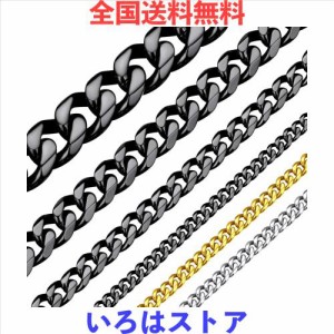 [ChainsHouse] 喜平 ネックレス チェーン メンズ サージカルステンレス 金属アレルギー ブラック 黒 66cm 12mm アクセサリー