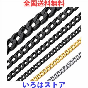 [ChainsHouse] 喜平 ネックレス チェーンのみ メンズ サージカルステンレス ブラック 黒65cm 4mm シンプル アクセサリー