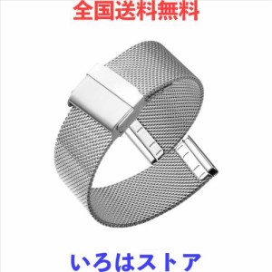 [Reinherz] 時計バンド 腕時計用ベルト 防水 ステンレス鋼 光沢 0.6網目スライド式 バックル クラシック ミラネーゼ メッシュ ベルトメタ
